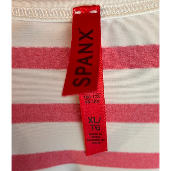 Women's XL Spanx Long Sleeve Sun Shirt Striped Red White Lycra - Picture 4 of 6